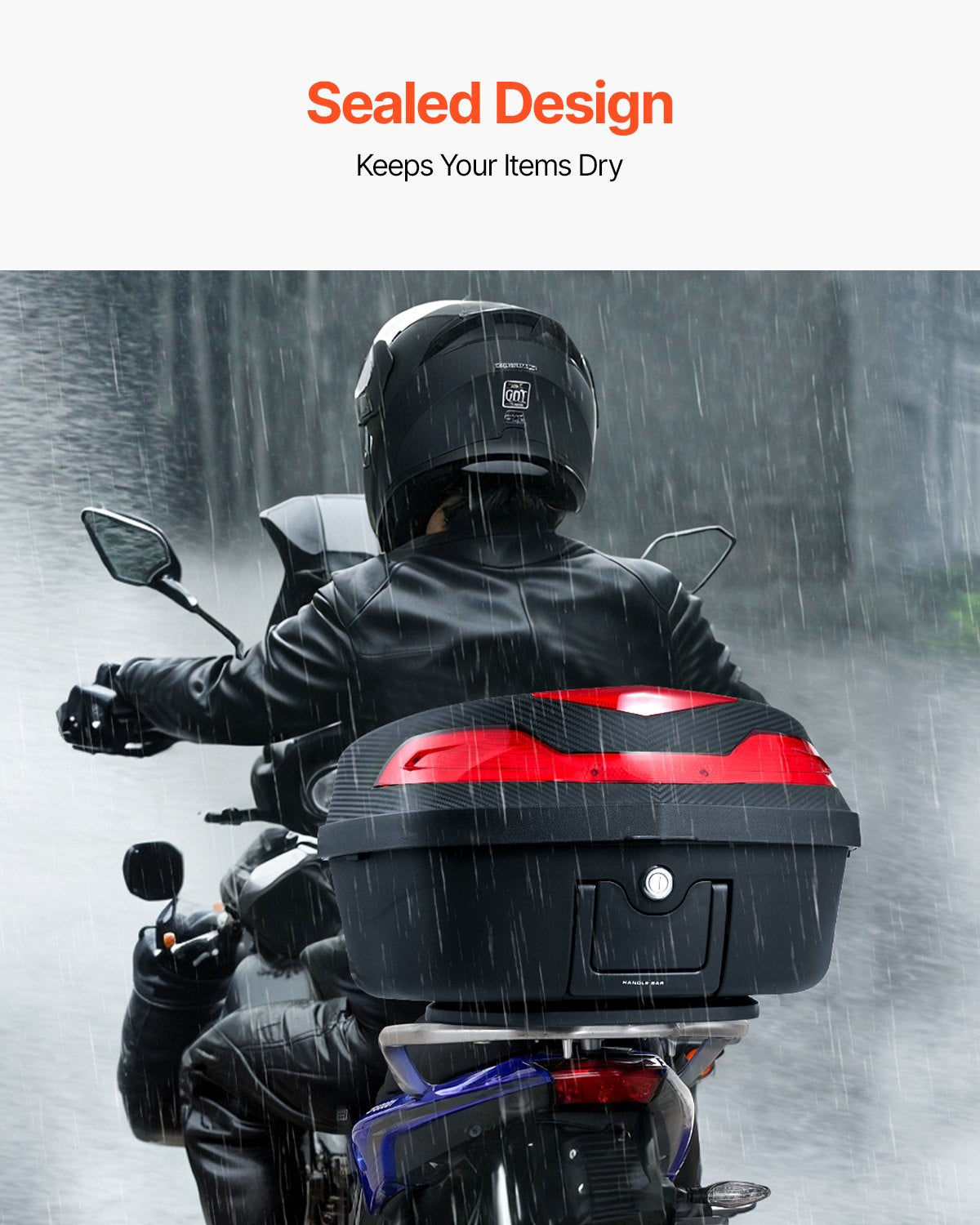 Automotive Decor: VEVOR 48L Motorcycle Top Case Universal Motorbike Tail with Reflective Panel