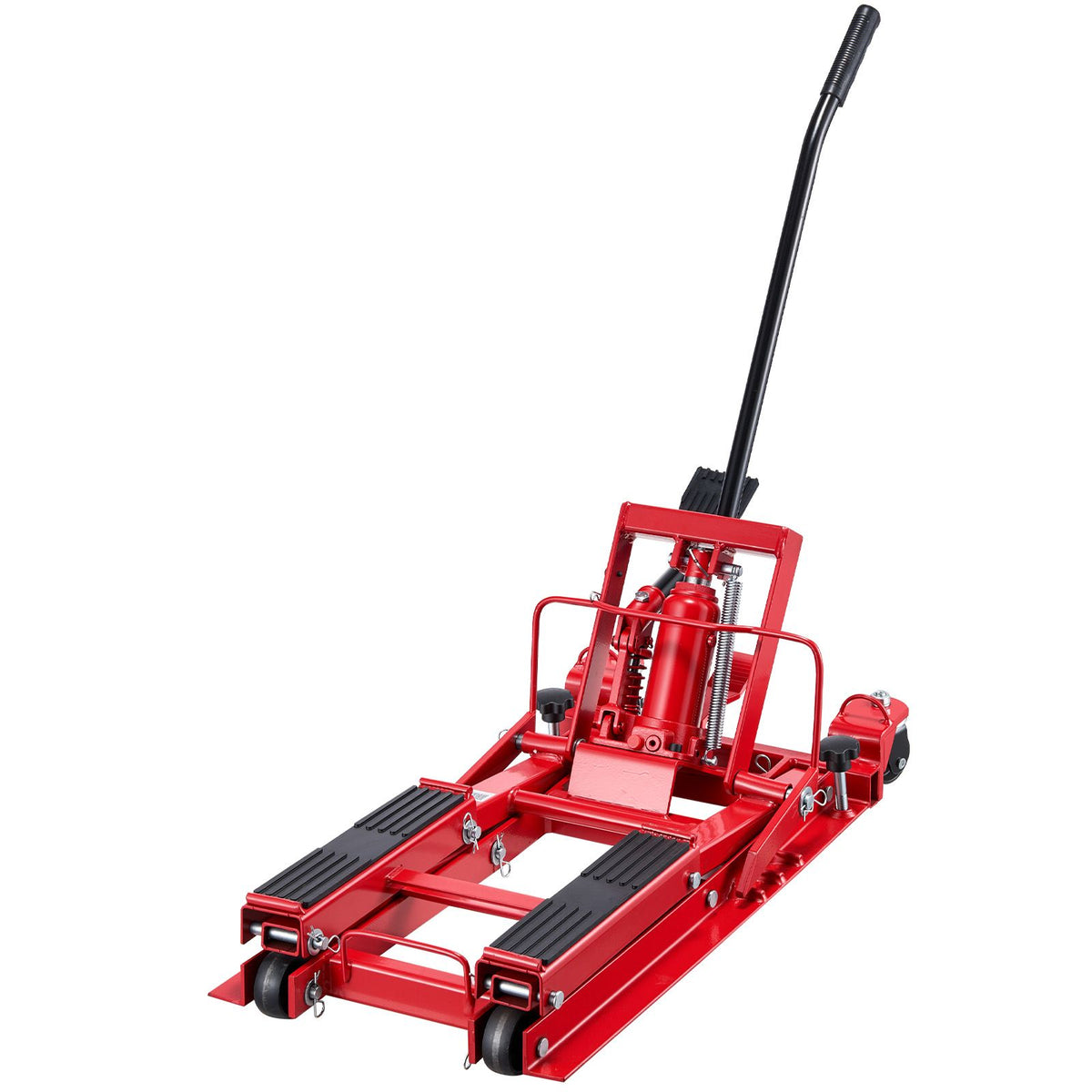 Hydraulic Motorcycle Lift Jack, 680 kg Capacity, ATV Lift Jack Portable Motorcycle Hoist Stand with 4 Wheels, 115-385 mm Height Range, Hydraulic Foot-Operated Hoist Stand for ATVs, Dirt Bikes