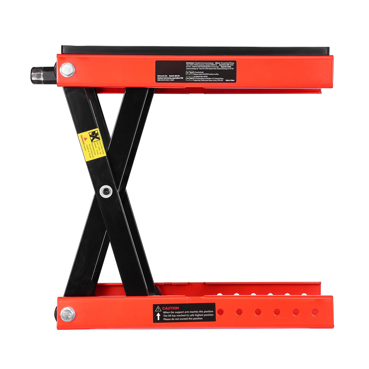 Motorcycle Lift, 1200lbs Weight Capacity, Wide Deck Motorcycle Scissor Jack, 4.1-15 in Height Range, Heavy Duty Steel Bike Repair Center Stand with Ratchet and Crank for ATVs, Dirt Bikes