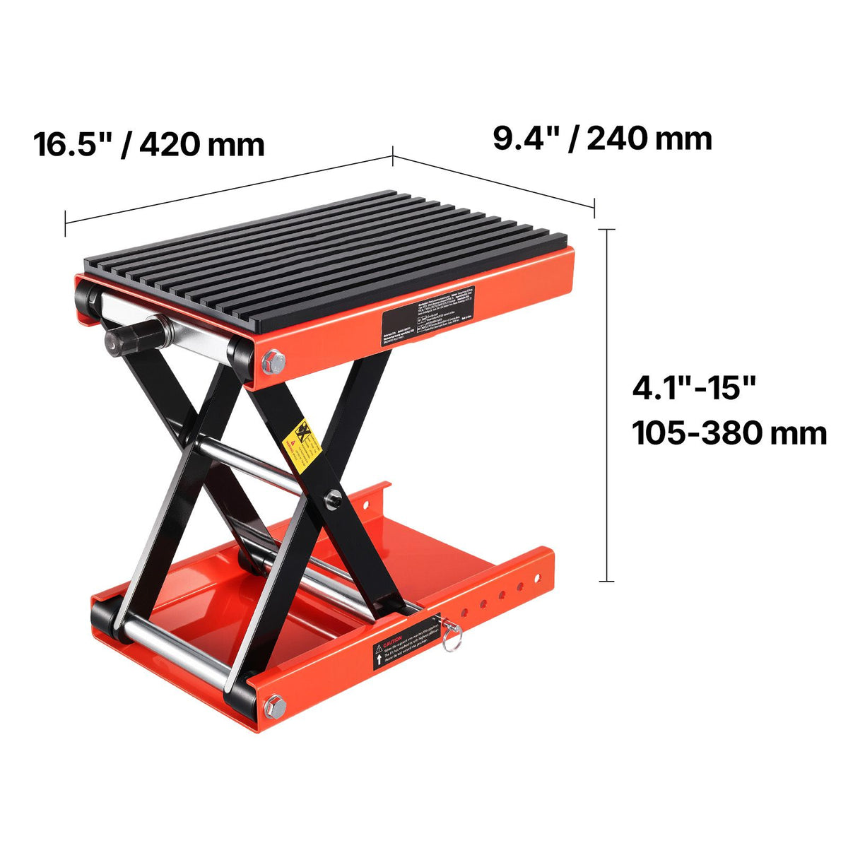 Motorcycle Lift, 1200lbs Weight Capacity, Wide Deck Motorcycle Scissor Jack, 4.1-15 in Height Range, Heavy Duty Steel Bike Repair Center Stand with Ratchet and Crank for ATVs, Dirt Bikes