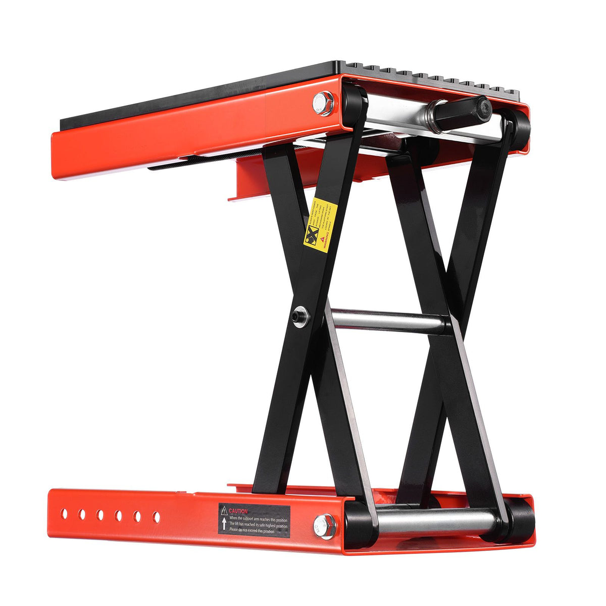 Motorcycle Lift, 1200lbs Weight Capacity, Wide Deck Motorcycle Scissor Jack, 4.1-15 in Height Range, Heavy Duty Steel Bike Repair Center Stand with Ratchet and Crank for ATVs, Dirt Bikes