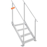 Swimming Pools: VEVOR Dock Ladder 4 Step, Dock Stairs 30''-38'' Adjustable Height, 227 kgs Load Capacity, Aluminum Pontoon Boat Ladder with Dual Handrails & Nonslip Mat for Ship/Lake/Pool/Marine Boarding