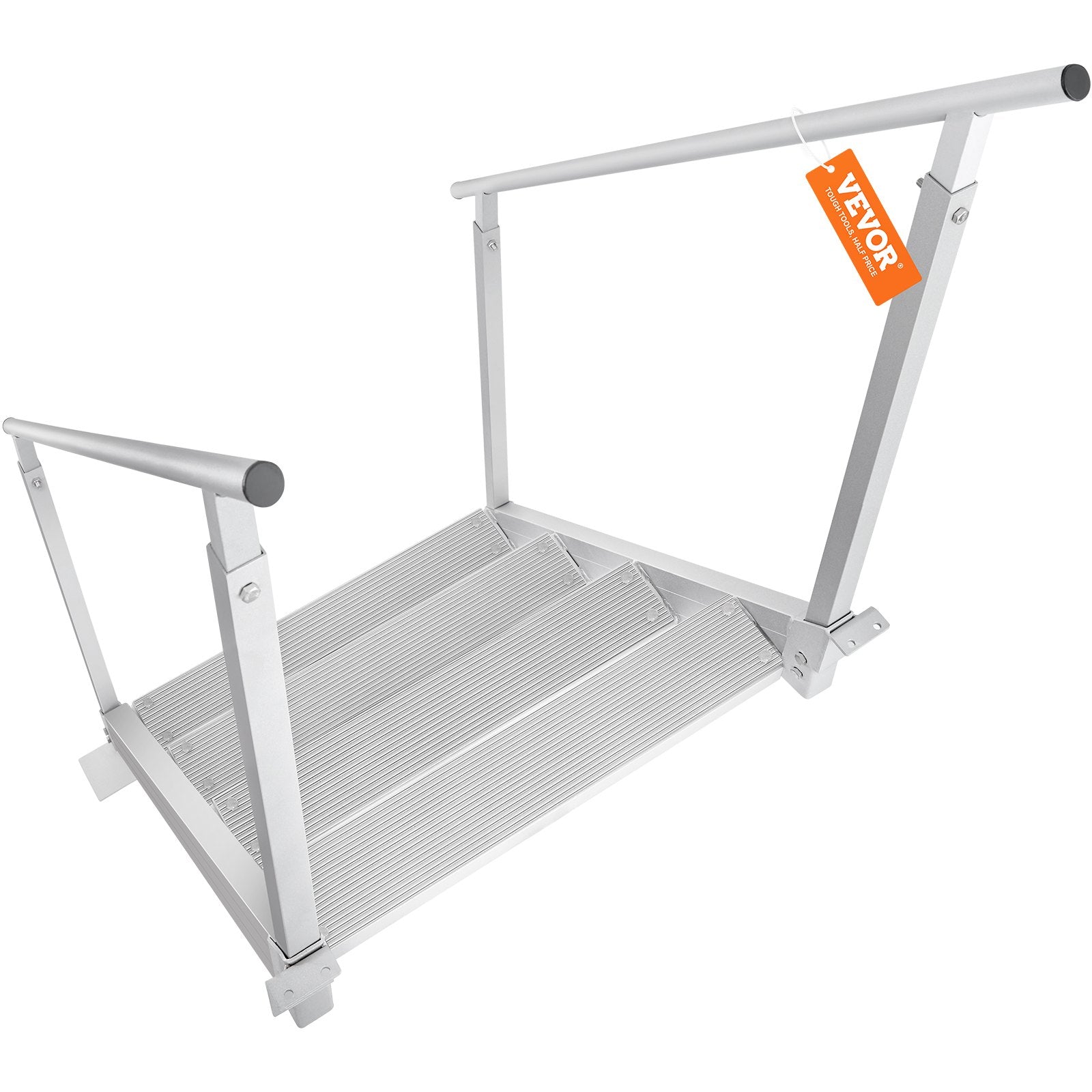 Swimming Pools: VEVOR Dock Ladder 4 Step, Dock Stairs 30''-38'' Adjustable Height, 227 kgs Load Capacity, Aluminum Pontoon Boat Ladder with Dual Handrails & Nonslip Mat for Ship/Lake/Pool/Marine Boarding