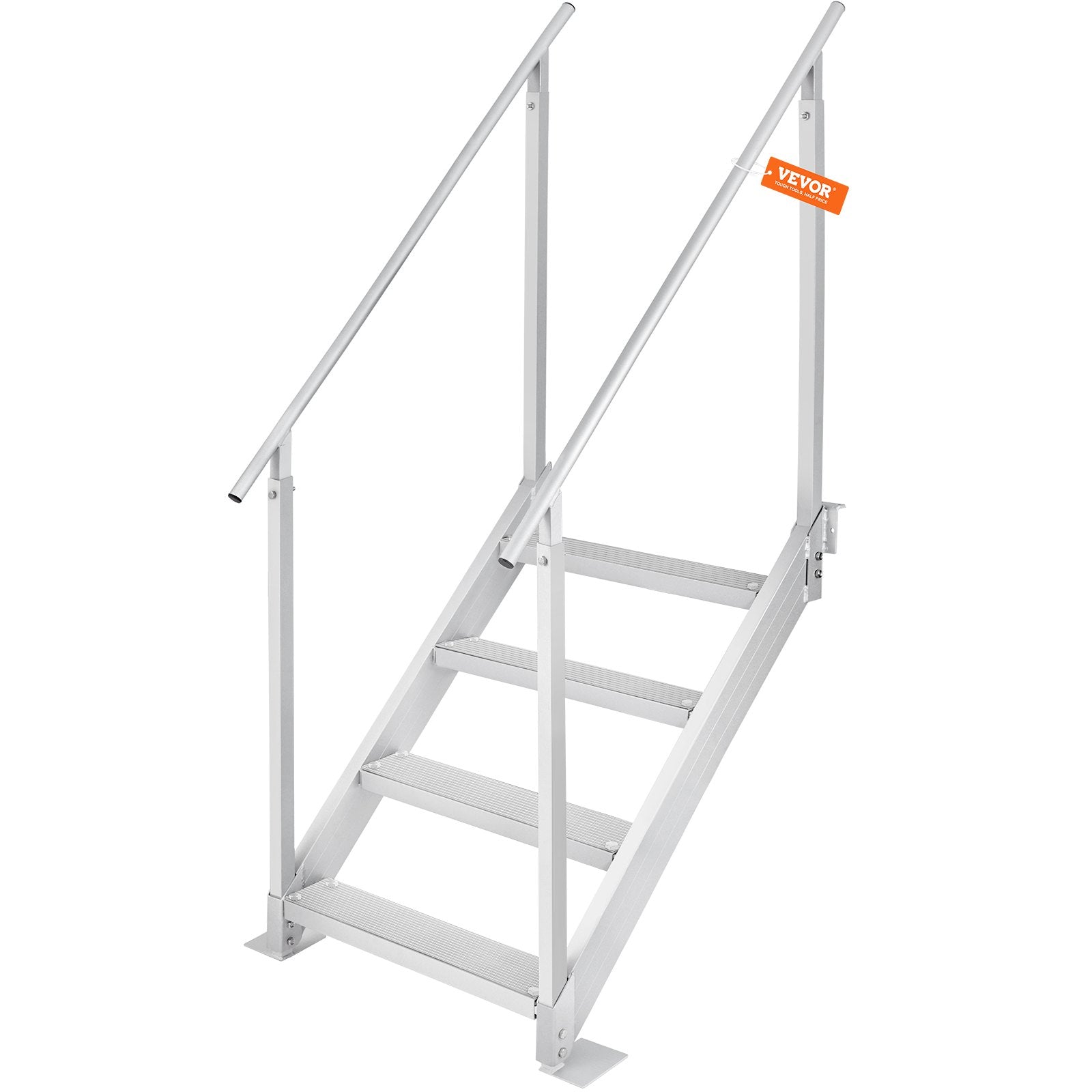 Swimming Pools: VEVOR Dock Ladder 4 Step, Dock Stairs 30''-38'' Adjustable Height, 227 kgs Load Capacity, Aluminum Pontoon Boat Ladder with Dual Handrails & Nonslip Mat for Ship/Lake/Pool/Marine Boarding