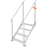 Swimming Pools: VEVOR Dock Ladder 4 Step, Dock Stairs 30''-38'' Adjustable Height, 227 kgs Load Capacity, Aluminum Pontoon Boat Ladder with Dual Handrails & Nonslip Mat for Ship/Lake/Pool/Marine Boarding