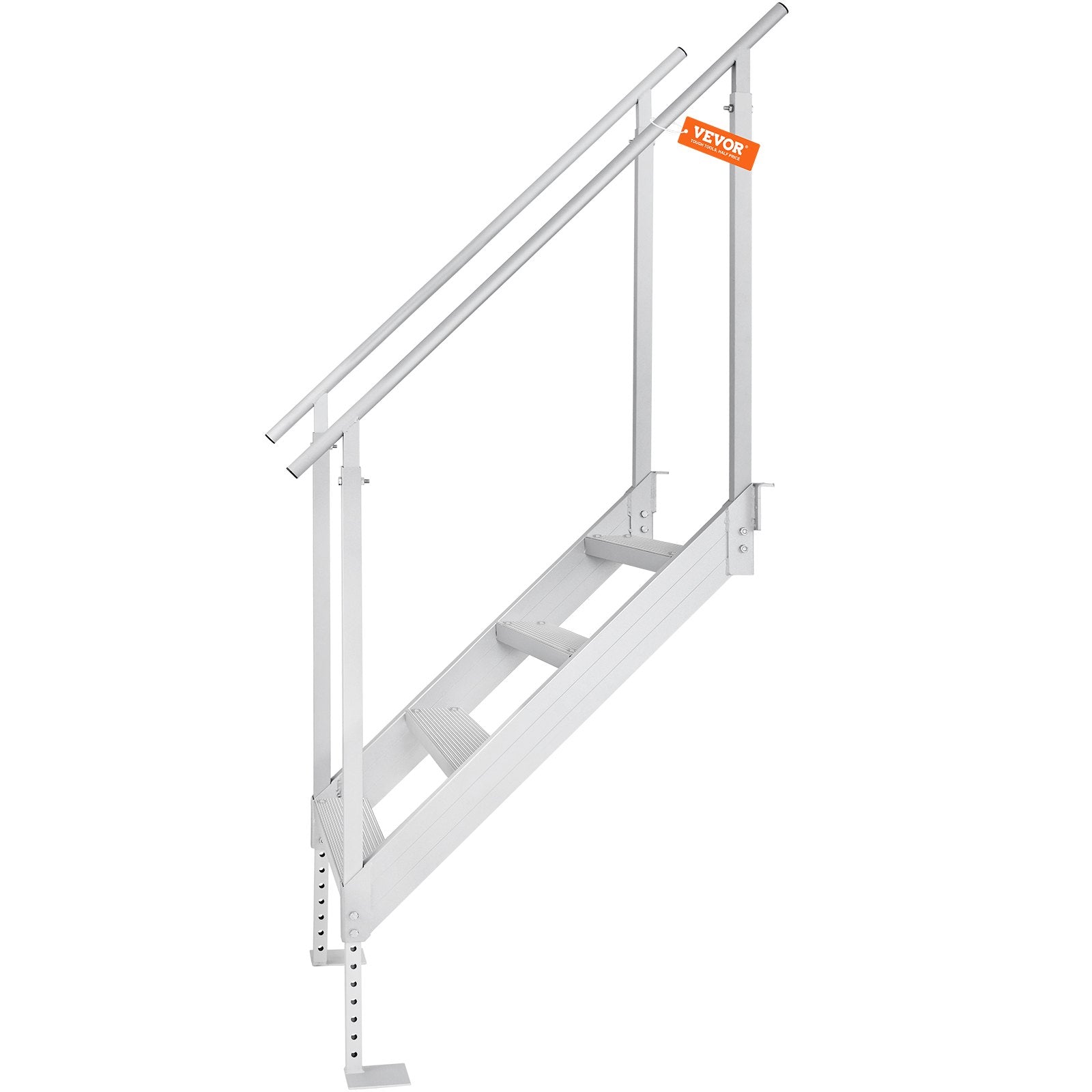 Swimming Pools: VEVOR Dock Ladder 4 Step, Dock Stairs 30''-38'' Adjustable Height, 227 kgs Load Capacity, Aluminum Pontoon Boat Ladder with Dual Handrails & Nonslip Mat for Ship/Lake/Pool/Marine Boarding