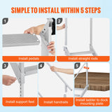 Boating Accessories: VEVOR Dock Ladder, 1.09 m-1.29 m Adjustable Height, 227 kg Load Capacity, Aluminum Alloy 6 Steps Pontoon Boat Ladder with Dual Handrails & Nonslip Mat, Ideal for Ship/Lake/Pool/Marine Boarding