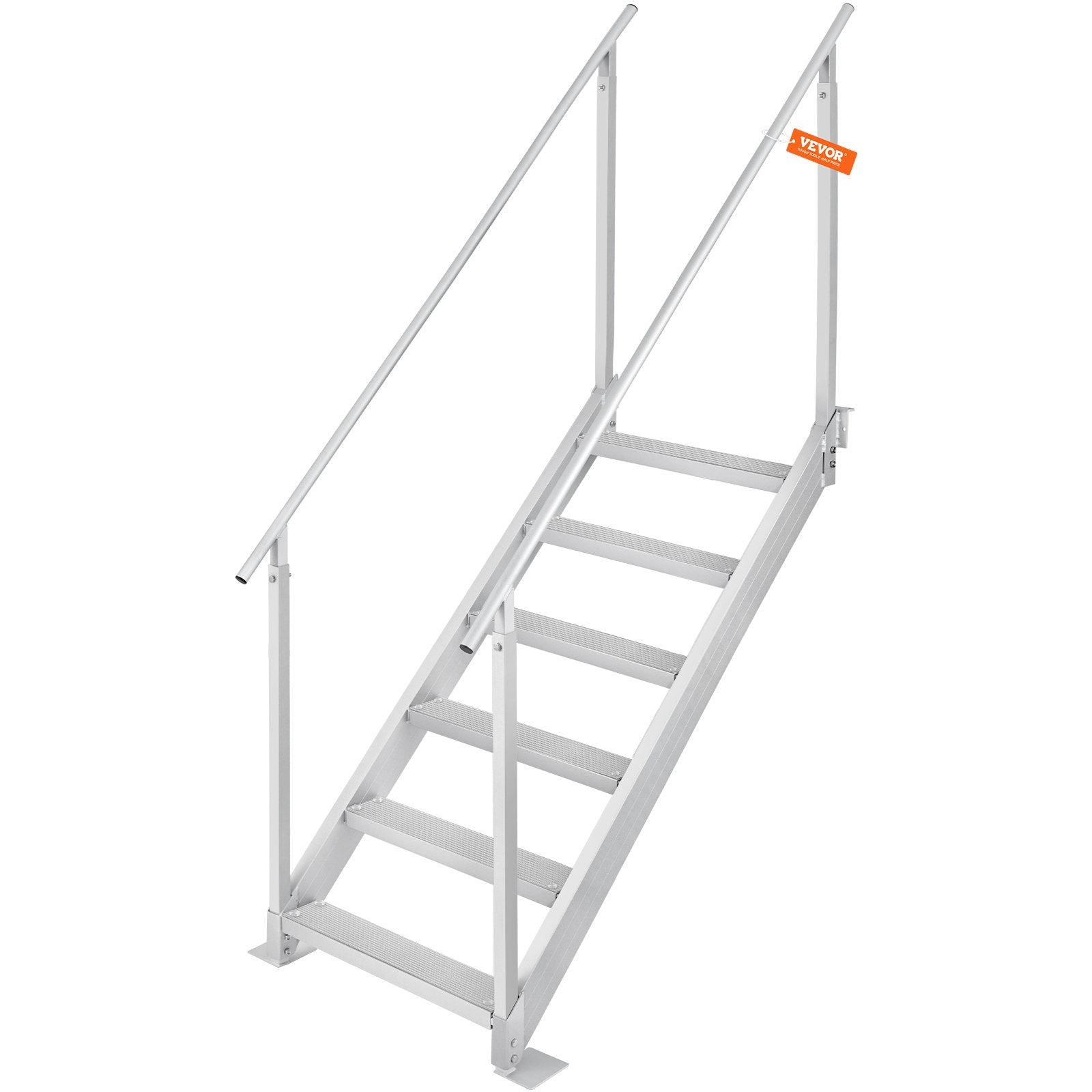 Boating Accessories: VEVOR Dock Ladder, 1.09 m-1.29 m Adjustable Height, 227 kg Load Capacity, Aluminum Alloy 6 Steps Pontoon Boat Ladder with Dual Handrails & Nonslip Mat, Ideal for Ship/Lake/Pool/Marine Boarding