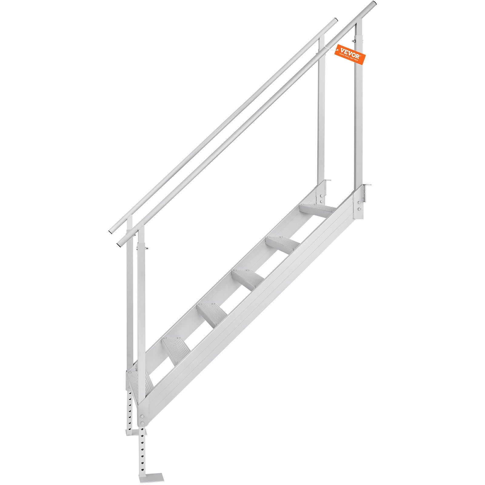 Boating Accessories: VEVOR Dock Ladder, 1.09 m-1.29 m Adjustable Height, 227 kg Load Capacity, Aluminum Alloy 6 Steps Pontoon Boat Ladder with Dual Handrails & Nonslip Mat, Ideal for Ship/Lake/Pool/Marine Boarding