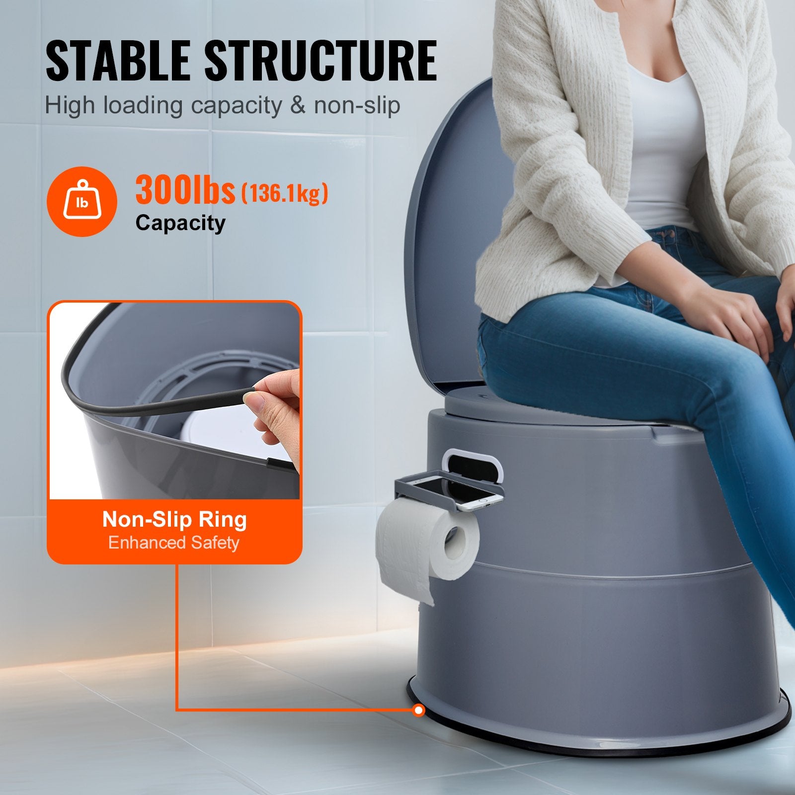 Toilets: VEVOR Portable Toilet for Camping, Porta Potty with 5L Detachable Inner Bucket & Removable Paper Holder, Commode with Dual Lids, Travel Toilet for Adults Kids Outdoor Camping Car Long Road Trips