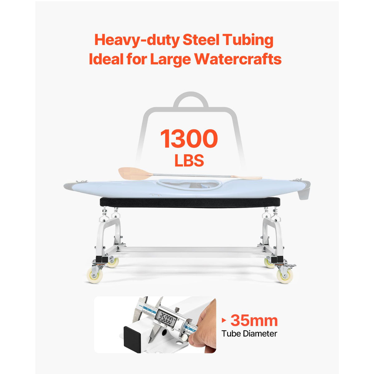 Watercraft PWC Dolly, 1300 lbs Load Capacity, Jet Ski Stand PWC Cart for Moving Watercraft, Adjustable Bunks with 4 Casters & 2 Brakes, Heavy-Duty Jet Ski Cart for Kayaks, Jet Skis, Speedboats