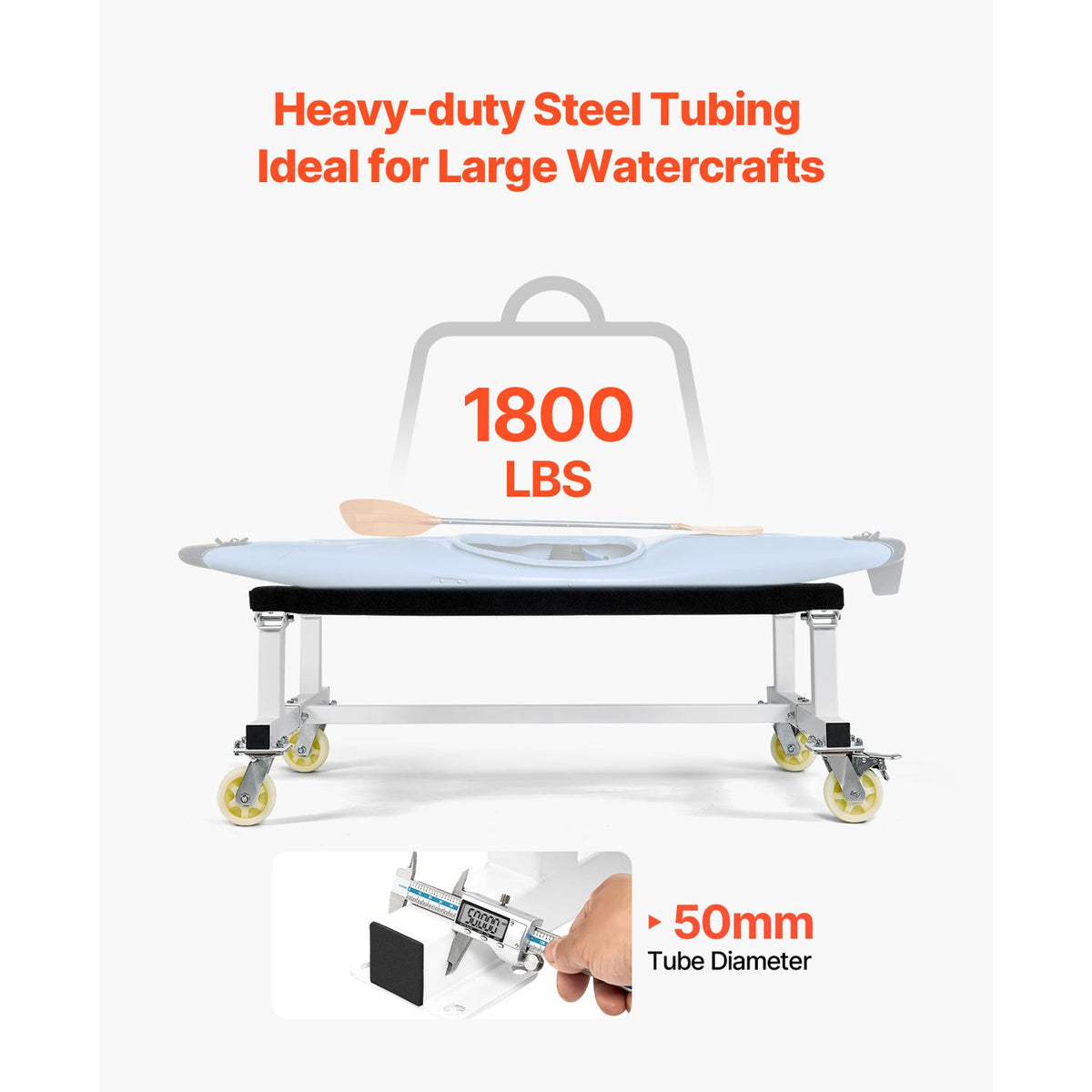 Watercraft PWC Dolly, 1800 lbs Load Capacity, Jet Ski Stand PWC Cart for Moving Watercraft, Fixed Bunk with 4 Casters & 2 Brakes, Heavy-Duty Jet Ski Cart for Kayaks, Hovercrafts, Speedboats