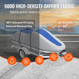 Boating Accessories: VEVOR Jet Ski Cover 320-342 cm Trailerable Waterproof PWC Cover, Heavy-duty 600D Marine Grade PU Oxford Fabric, UV Resistant Seadoo Cover with Buckle Straps, Personal Watercraft Covers, Grey+Blue