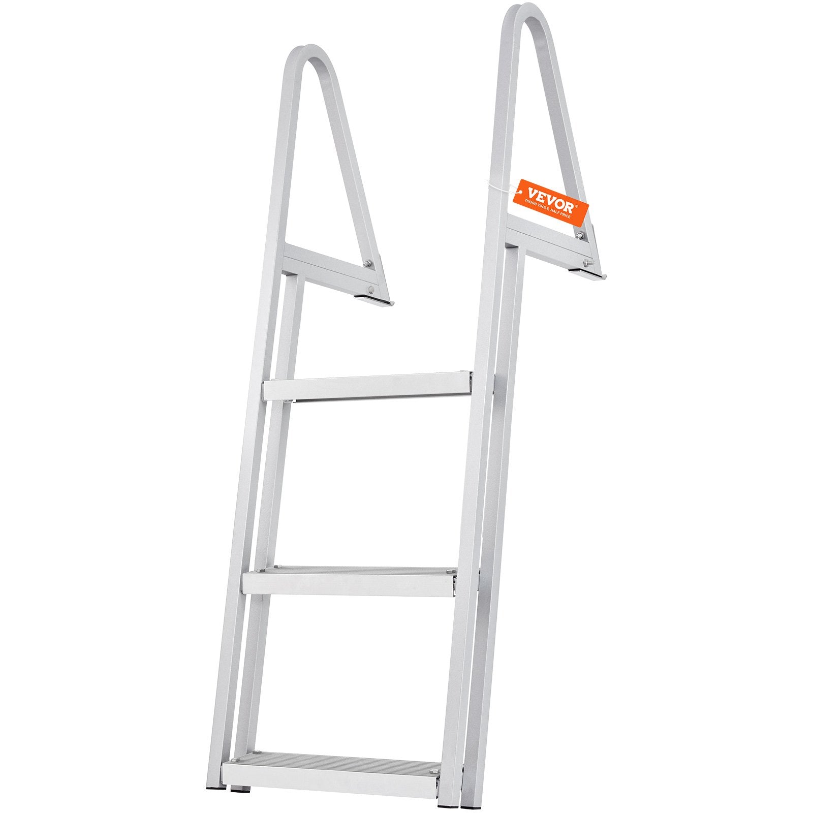 Ladders & Scaffolding: VEVOR Dock Ladder, Removable 3 Steps, 159 kg Load Capacity, Aluminum Alloy Pontoon Boat Ladder with 101.6 mm Wide Step & Nonslip Rubber Mat, Easy to Install for Ship/Lake/Pool/Marine Boarding
