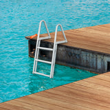 Ladders & Scaffolding: VEVOR Dock Ladder, Removable 3 Steps, 159 kg Load Capacity, Aluminum Alloy Pontoon Boat Ladder with 101.6 mm Wide Step & Nonslip Rubber Mat, Easy to Install for Ship/Lake/Pool/Marine Boarding