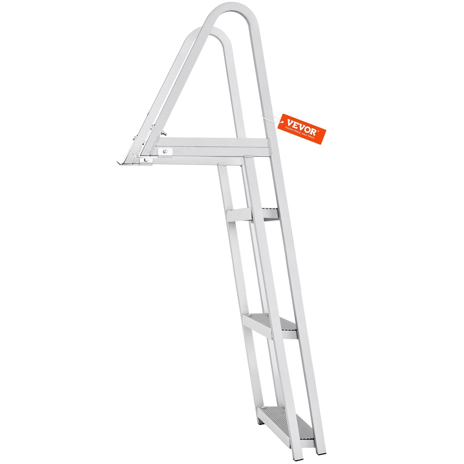 Ladders & Scaffolding: VEVOR Dock Ladder, Removable 3 Steps, 159 kg Load Capacity, Aluminum Alloy Pontoon Boat Ladder with 101.6 mm Wide Step & Nonslip Rubber Mat, Easy to Install for Ship/Lake/Pool/Marine Boarding