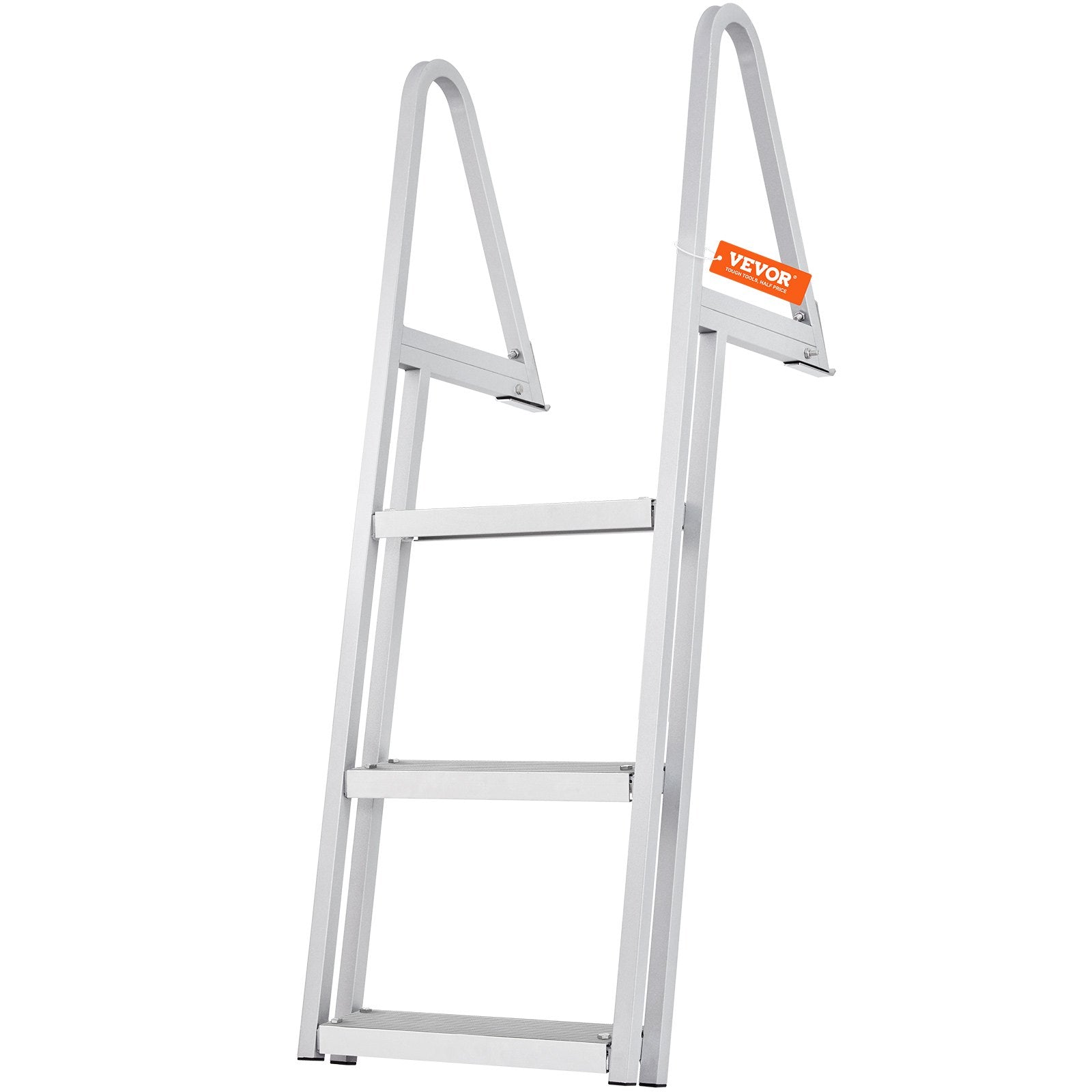 Ladders & Scaffolding: VEVOR Dock Ladder, Removable 3 Steps, 159 kg Load Capacity, Aluminum Alloy Pontoon Boat Ladder with 101.6 mm Wide Step & Nonslip Rubber Mat, Easy to Install for Ship/Lake/Pool/Marine Boarding