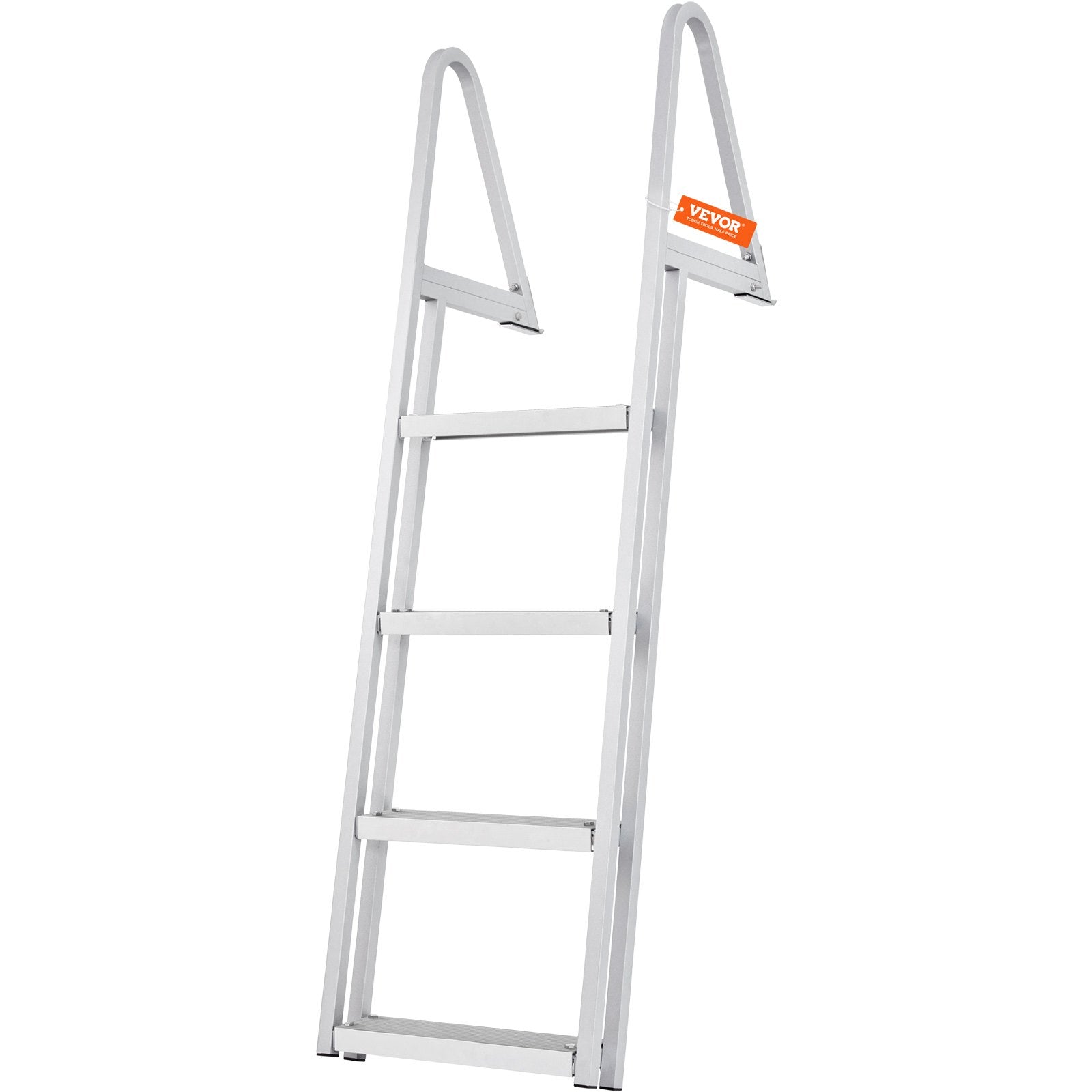 Dock Ladder, Removable 4 Steps, 350 lbs Load Capacity, Aluminum Alloy Pontoon Boat Ladder with 4'' Wide Step & Nonslip Mat, Easy to Install for Ship/Lake/Pool/Marine Boarding