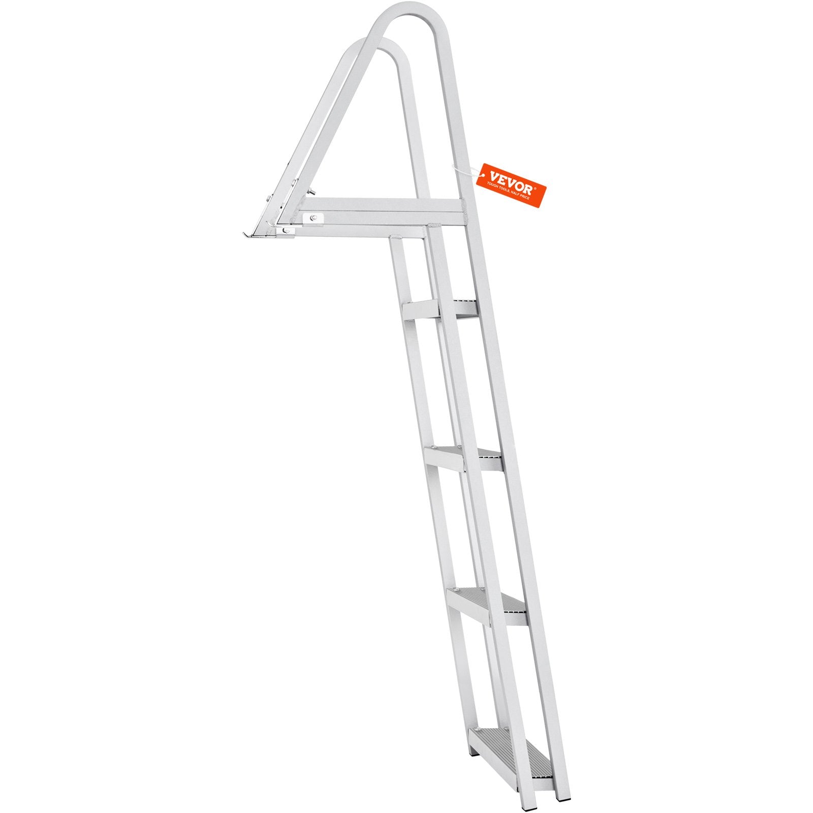 Dock Ladder, Removable 4 Steps, 350 lbs Load Capacity, Aluminum Alloy Pontoon Boat Ladder with 4'' Wide Step & Nonslip Mat, Easy to Install for Ship/Lake/Pool/Marine Boarding