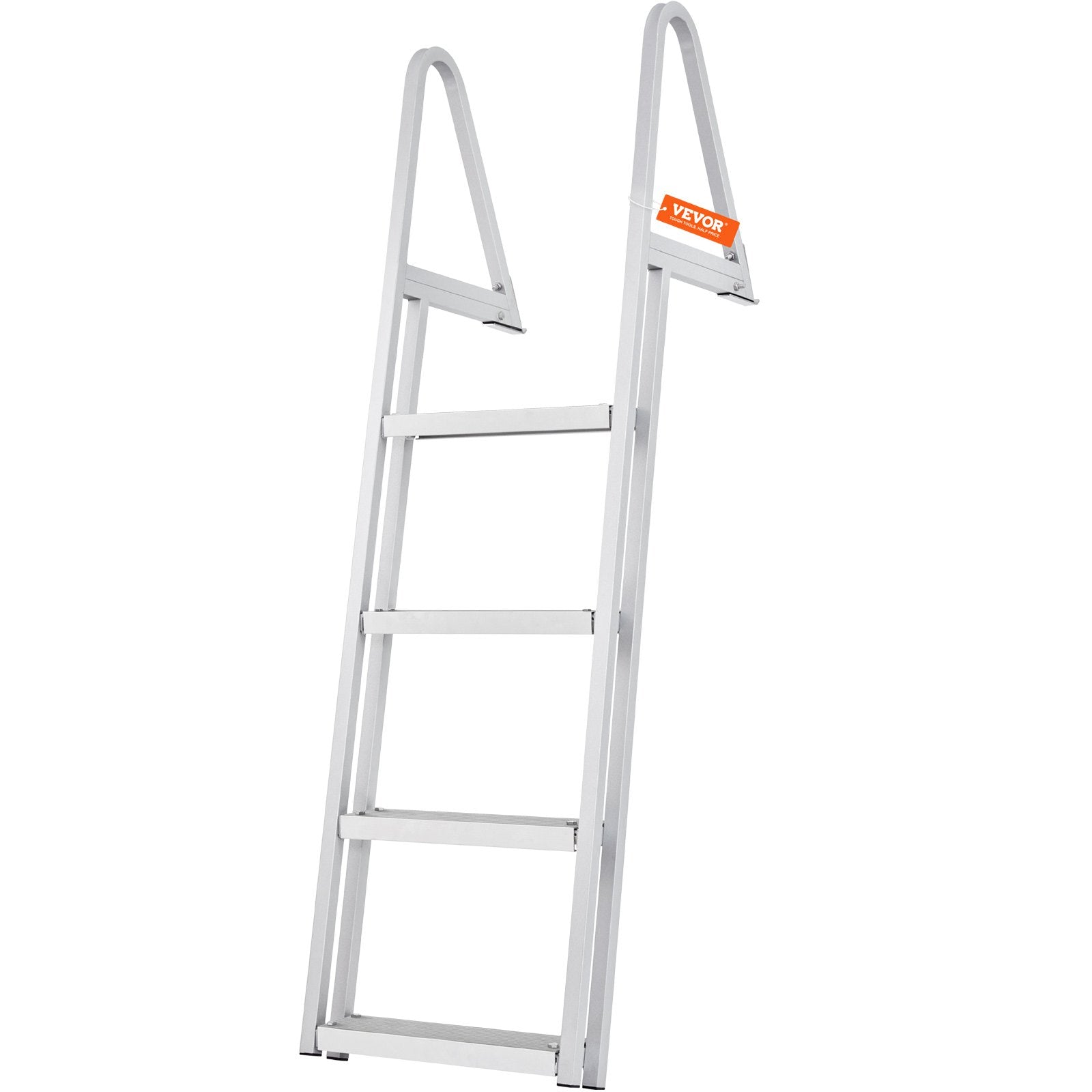 Dock Ladder, Removable 4 Steps, 350 lbs Load Capacity, Aluminum Alloy Pontoon Boat Ladder with 4'' Wide Step & Nonslip Mat, Easy to Install for Ship/Lake/Pool/Marine Boarding