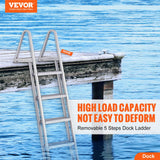 Boating Accessories: VEVOR Removable Dock Ladder 5 Steps, 159 kg Load Capacity, Pontoon Boat Ladder with 4'' Wide Step & Nonslip Design for Ship/Lake/Pool/Marine Boarding