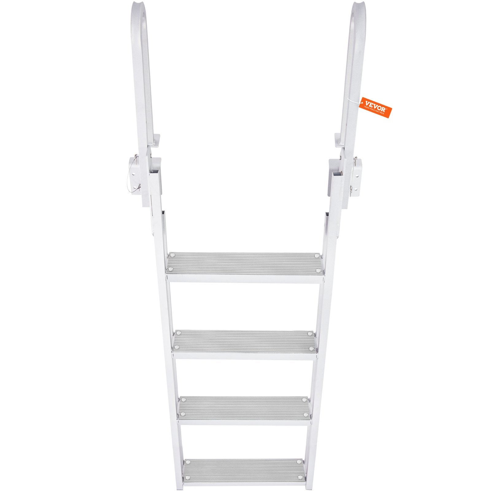 Ladders & Scaffolding: VEVOR Dock Ladder Flip Up 4 Steps, 159 kg Load Capacity, Aluminum Pontoon Boat Ladder with 4" Wide Step & Nonslip Mat,Swimm Step Ladder for Ship/Lake/Pool/Marine Boarding