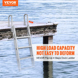 Ladders & Scaffolding: VEVOR Dock Ladder Flip Up 4 Steps, 159 kg Load Capacity, Aluminum Pontoon Boat Ladder with 4" Wide Step & Nonslip Mat,Swimm Step Ladder for Ship/Lake/Pool/Marine Boarding