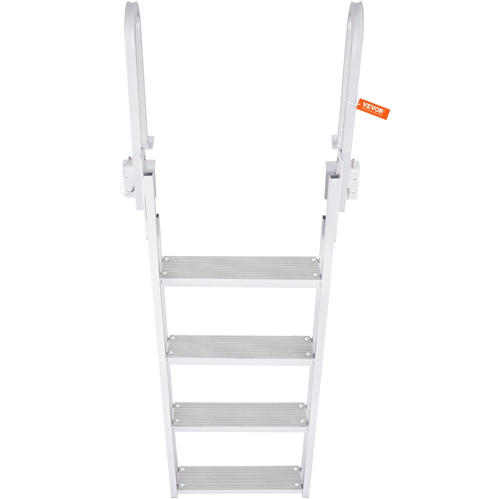 Ladders & Scaffolding: VEVOR Dock Ladder Flip Up 4 Steps, 159 kg Load Capacity, Aluminum Pontoon Boat Ladder with 4" Wide Step & Nonslip Mat,Swimm Step Ladder for Ship/Lake/Pool/Marine Boarding
