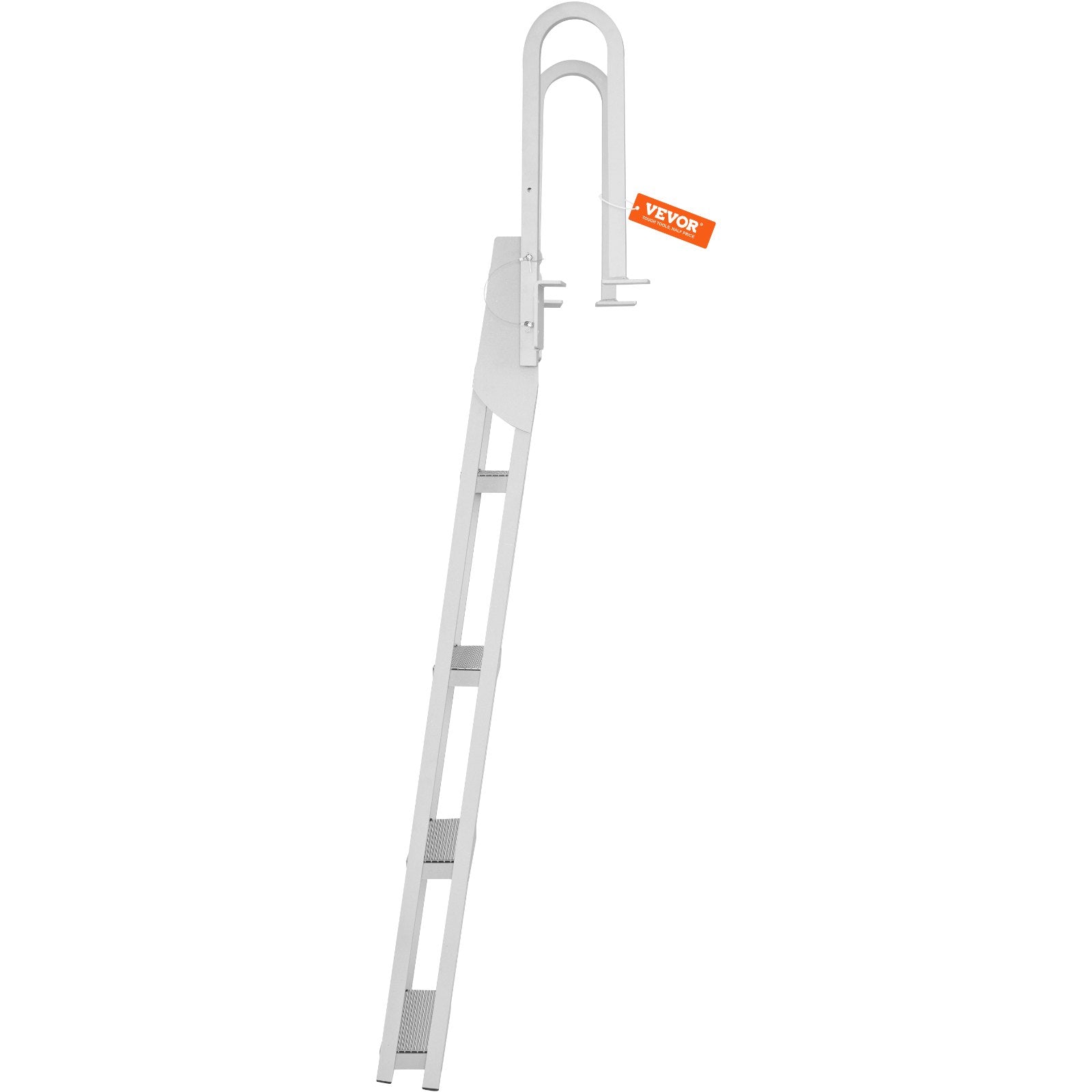 Ladders & Scaffolding: VEVOR Dock Ladder Flip Up 4 Steps, 159 kg Load Capacity, Aluminum Pontoon Boat Ladder with 4" Wide Step & Nonslip Mat,Swimm Step Ladder for Ship/Lake/Pool/Marine Boarding