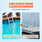 Ladders & Scaffolding: VEVOR Dock Ladder Flip Up 5 Steps, 350lbs Load Capacity, Aluminum Pontoon Boat Ladder with 4" Wide Step & Nonslip Rubber Mat,Swimm Step Ladder for Ship/Lake/Pool/Marine Boarding