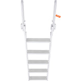 Ladders & Scaffolding: VEVOR Dock Ladder Flip Up 5 Steps, 350lbs Load Capacity, Aluminum Pontoon Boat Ladder with 4" Wide Step & Nonslip Rubber Mat,Swimm Step Ladder for Ship/Lake/Pool/Marine Boarding