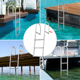 Ladders & Scaffolding: VEVOR Dock Ladder, Removable 3 Steps, 227 kg Load Capacity, Aluminum Alloy Pontoon Boat Ladder with 7.9 cm Wide Step & Nonslip Rubber Mat, Easy to Install for Ship/Lake/Pool/Marine Boarding