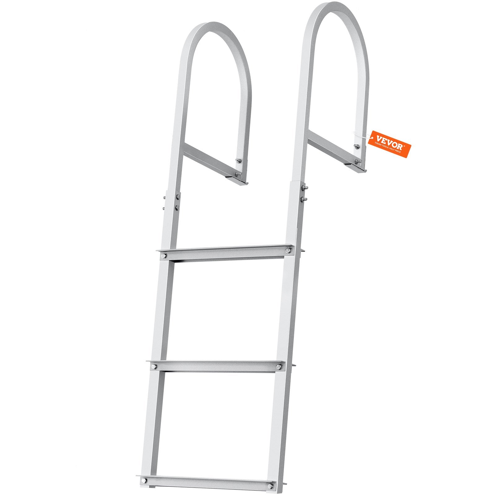 Ladders & Scaffolding: VEVOR Dock Ladder, Removable 3 Steps, 227 kg Load Capacity, Aluminum Alloy Pontoon Boat Ladder with 7.9 cm Wide Step & Nonslip Rubber Mat, Easy to Install for Ship/Lake/Pool/Marine Boarding