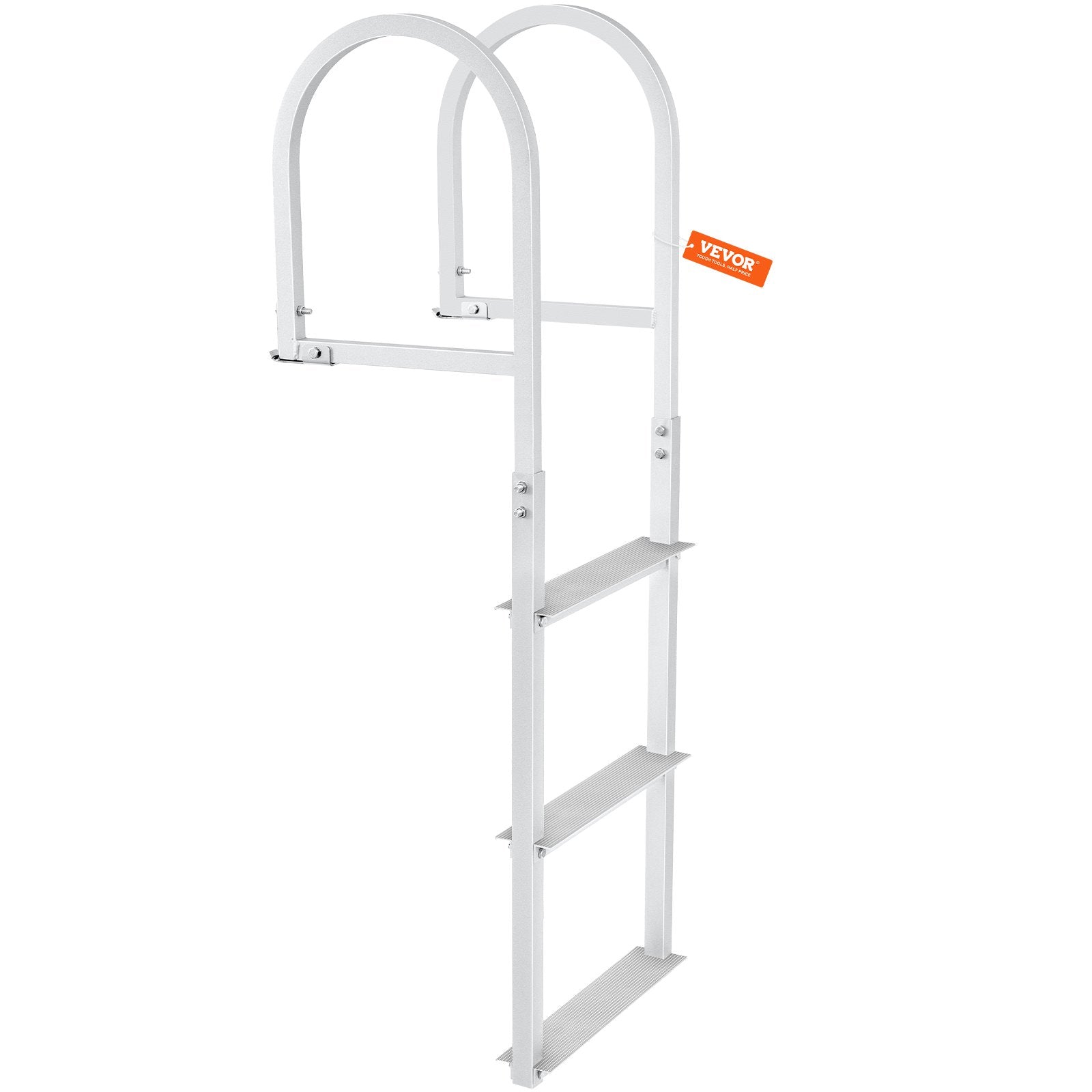 Ladders & Scaffolding: VEVOR Dock Ladder, Removable 3 Steps, 227 kg Load Capacity, Aluminum Alloy Pontoon Boat Ladder with 7.9 cm Wide Step & Nonslip Rubber Mat, Easy to Install for Ship/Lake/Pool/Marine Boarding