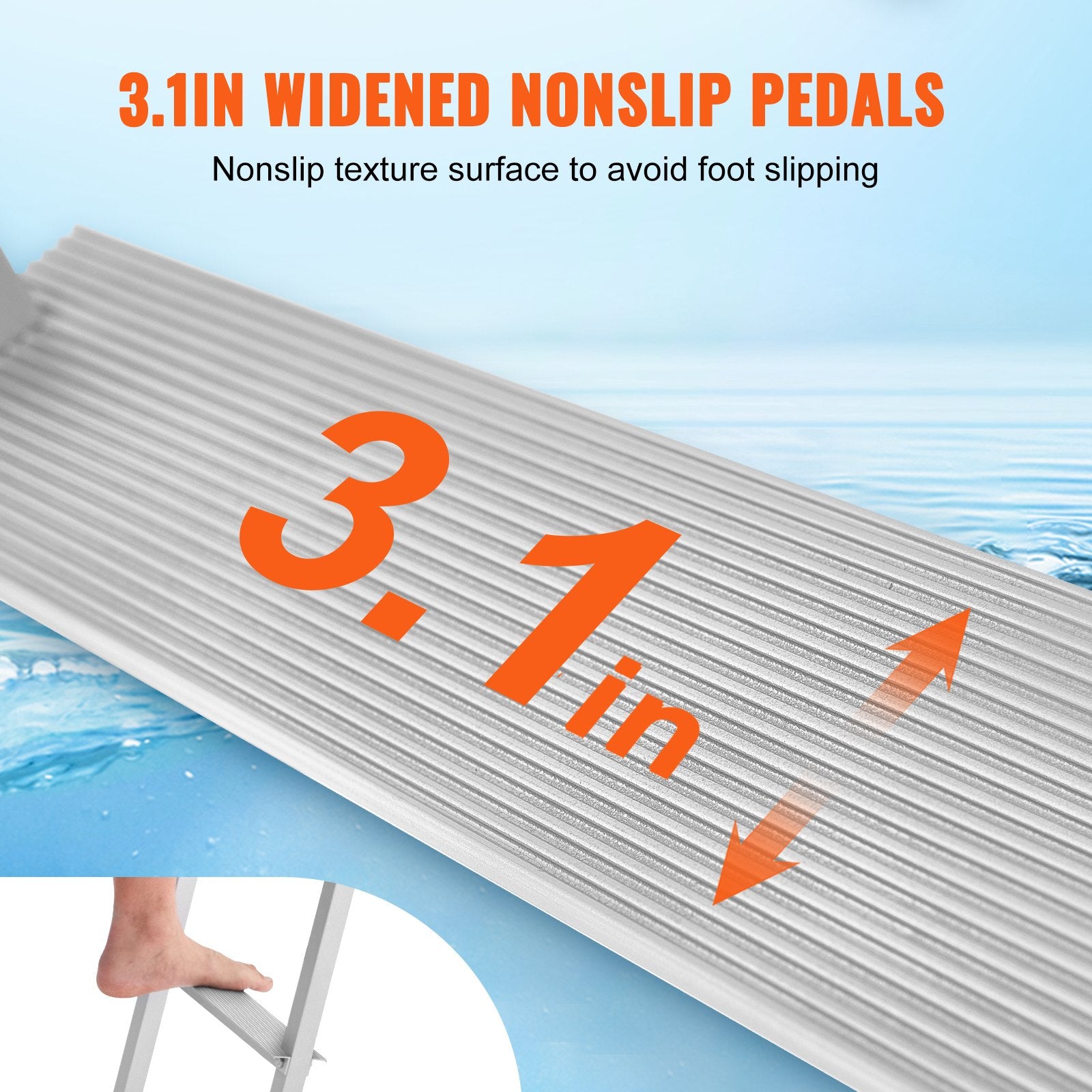 Boating Accessories: VEVOR Dock Ladder, Removable 5 Steps, 227 kgs Load Capacity, Aluminum Alloy Pontoon Boat Ladder with 3.1'' Wide Step & Nonslip Rubber Mat, Easy to Install for Ship/Lake/Pool/Marine Boarding