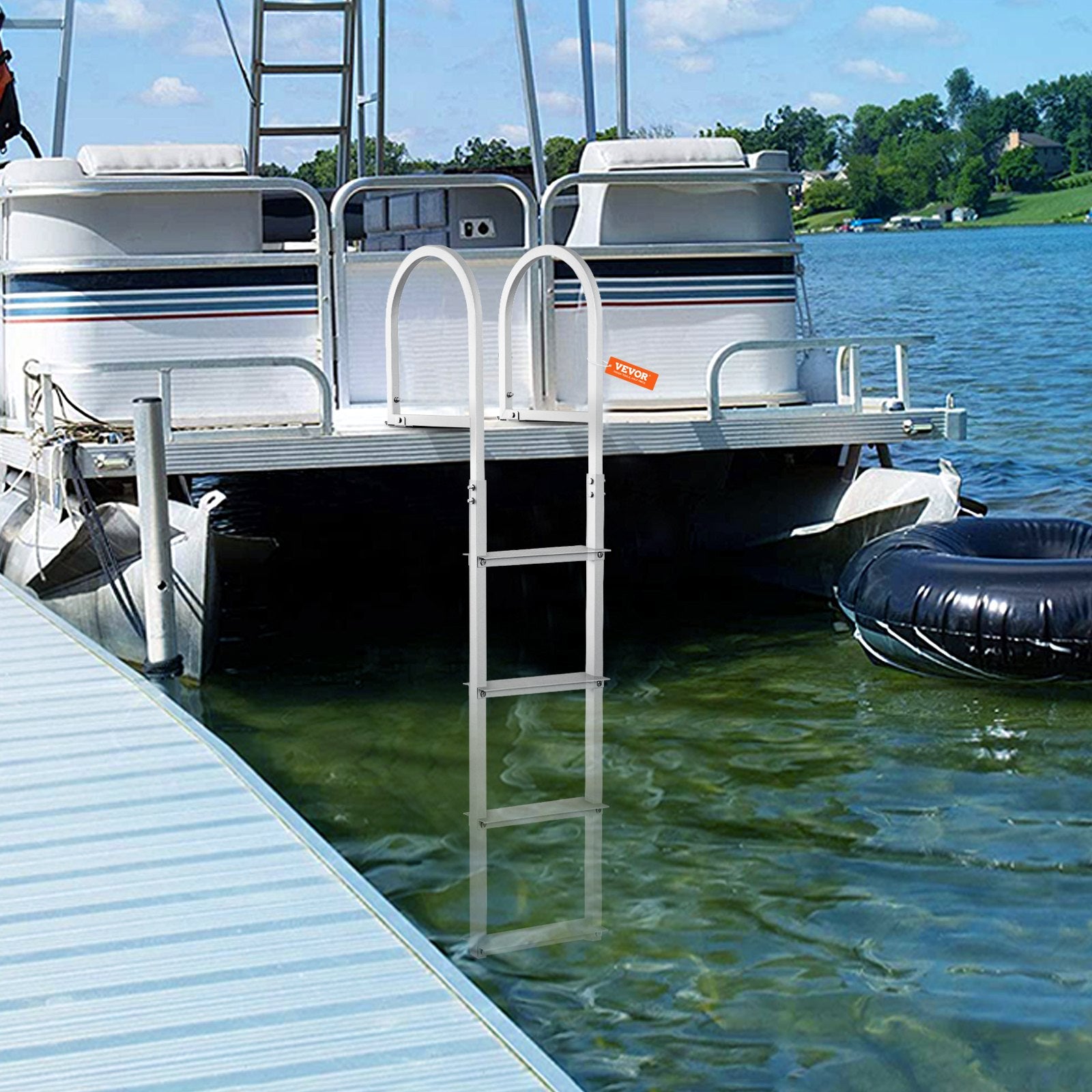 Audio Speakers: VEVOR Dock Ladder, Removable 4 Steps, 500 lbs Load Capacity, Aluminum Alloy Pontoon Boat Ladder with 3.1'' Wide Step & Nonslip Rubber Mat, Easy to Install for Ship/Lake/Pool/Marine Boarding