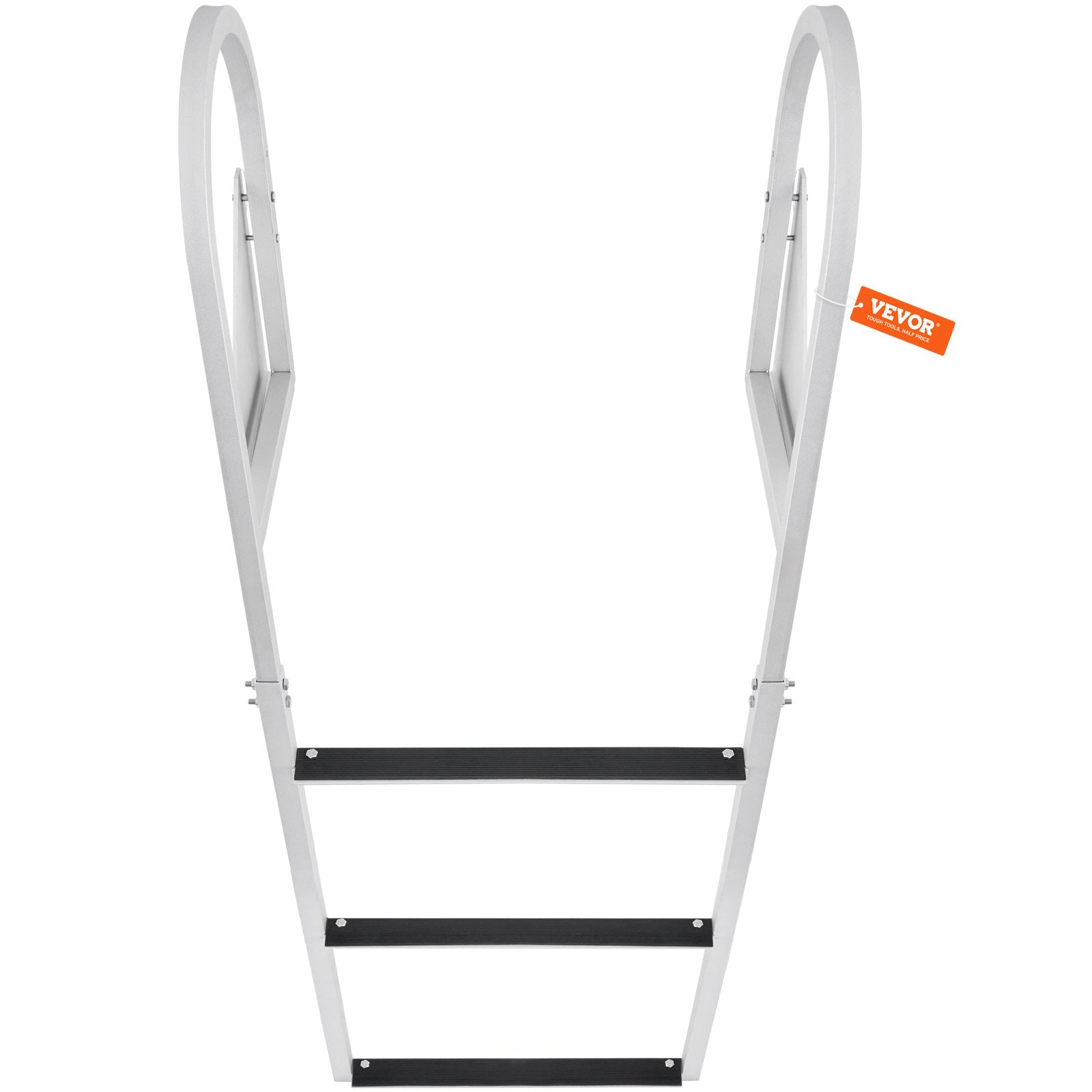 Ladders & Scaffolding: VEVOR Dock Ladder, Flip-Up 3 Steps, 159 kg Load Capacity, Aluminum Alloy Pontoon Boat Ladder with 50.8 mm Wide Step & Nonslip Rubber Mat, Easy to Install for Ship/Lake/Pool/Marine Boarding