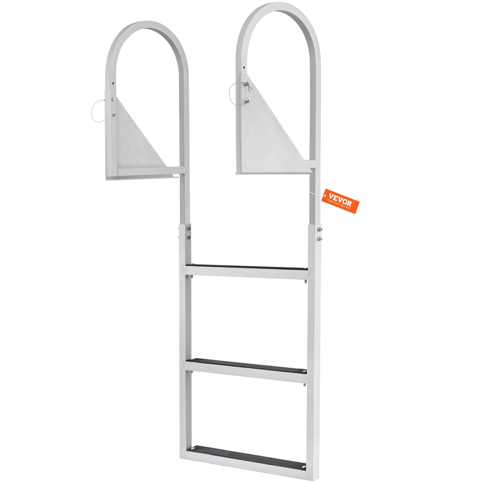 Ladders & Scaffolding: VEVOR Dock Ladder, Flip-Up 3 Steps, 159 kg Load Capacity, Aluminum Alloy Pontoon Boat Ladder with 50.8 mm Wide Step & Nonslip Rubber Mat, Easy to Install for Ship/Lake/Pool/Marine Boarding