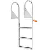 Ladders & Scaffolding: VEVOR Dock Ladder, Flip-Up 3 Steps, 159 kg Load Capacity, Aluminum Alloy Pontoon Boat Ladder with 50.8 mm Wide Step & Nonslip Rubber Mat, Easy to Install for Ship/Lake/Pool/Marine Boarding