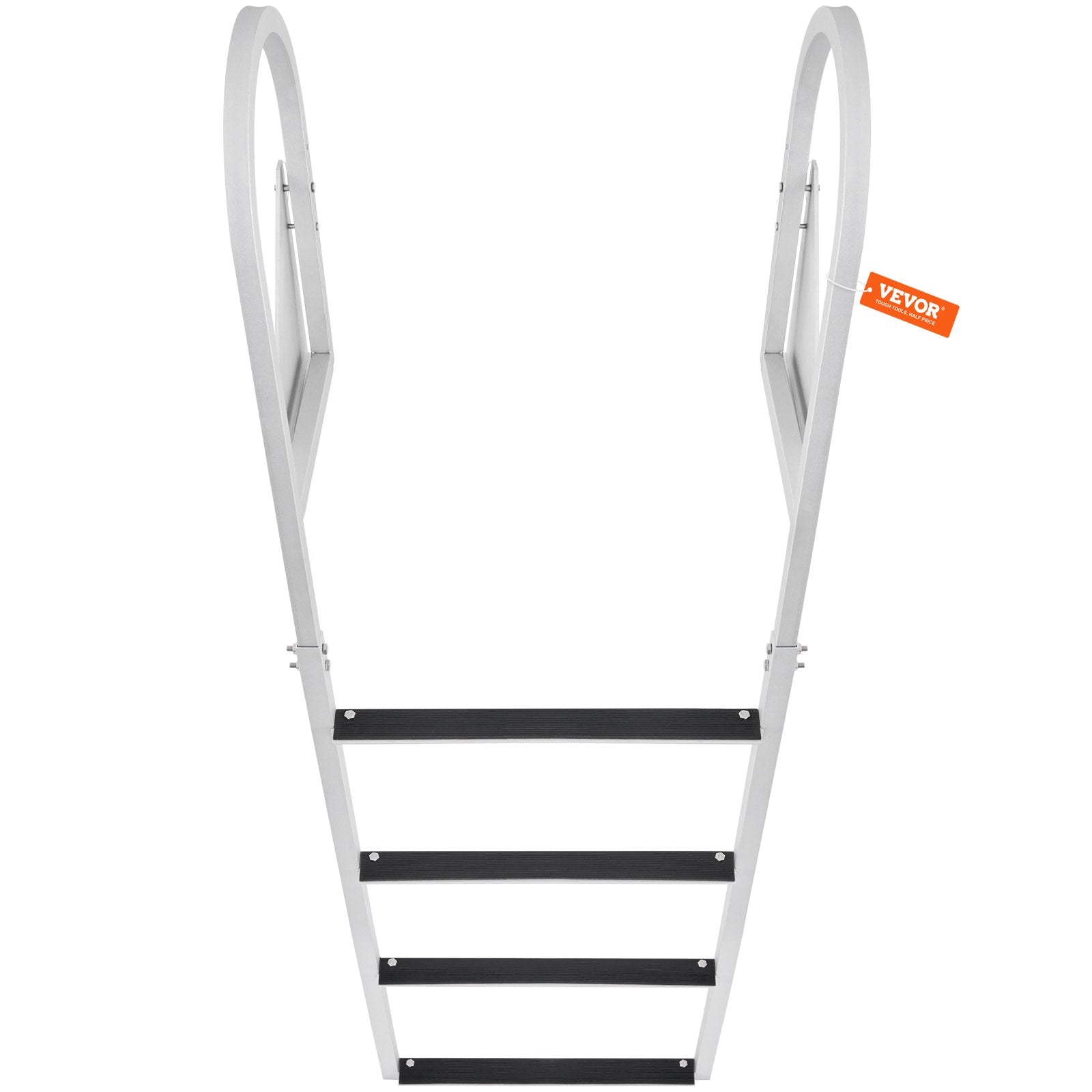 Boating Accessories: VEVOR Dock Ladder, Flip-Up 4 Steps, 159 kg Load Capacity, Aluminum Alloy Pontoon Boat Ladder with 50.8 mm Wide Step & Nonslip Rubber Mat, Easy to Install for Ship/Lake/Pool/Marine Boarding