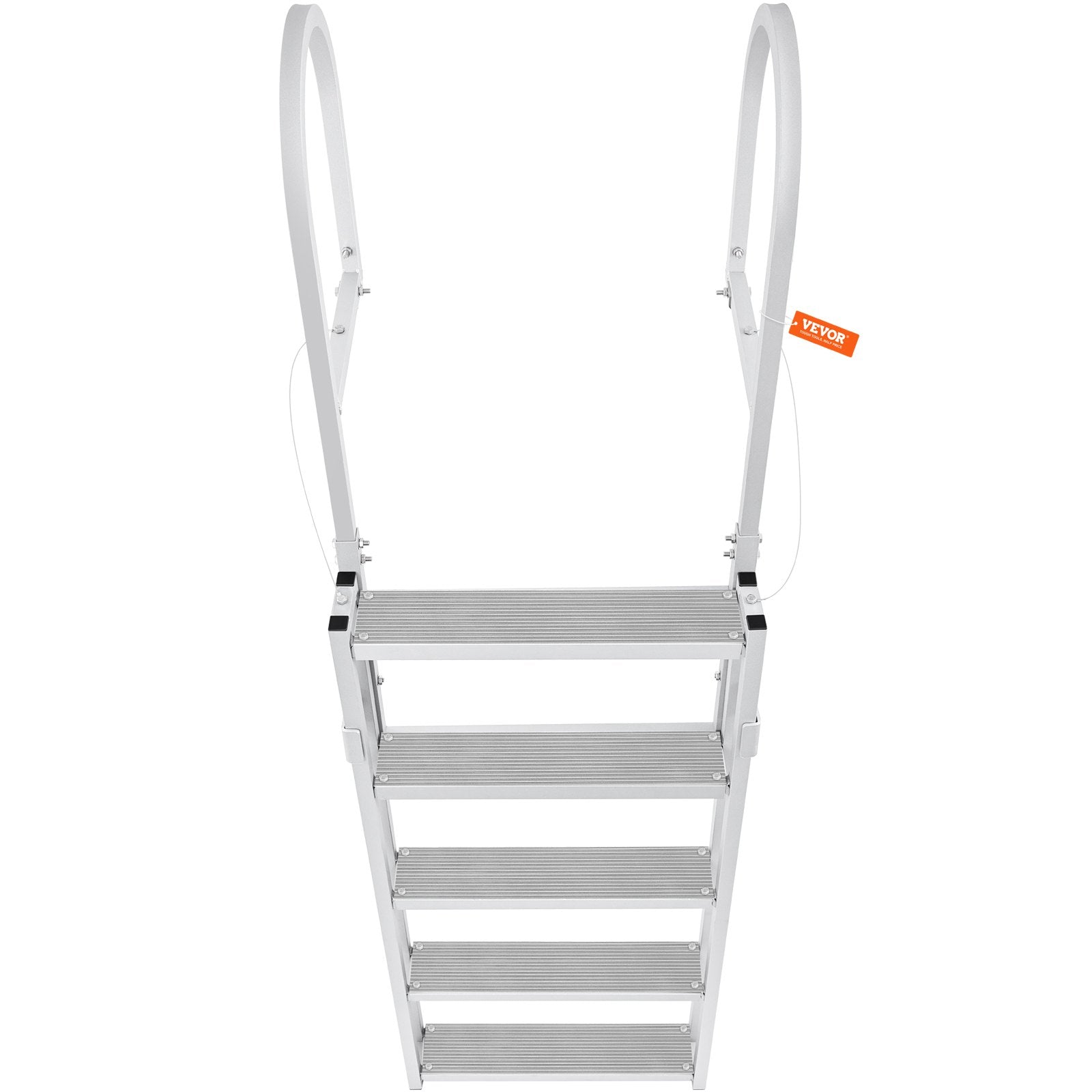 Boating Accessories: VEVOR Dock Ladder, Retractable 5 Steps, 350 lbs Load Capacity, Aluminum Alloy Pontoon Boat Ladder with 66.9''-78.9'' Adjustable Height, 4'' Wide Step & Mat, for Ship/Lake/Pool/Marine Boarding