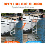 Boating Accessories: VEVOR Dock Ladder, Retractable 5 Steps, 350 lbs Load Capacity, Aluminum Alloy Pontoon Boat Ladder with 66.9''-78.9'' Adjustable Height, 4'' Wide Step & Mat, for Ship/Lake/Pool/Marine Boarding