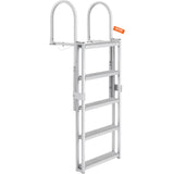Boating Accessories: VEVOR Dock Ladder, Retractable 5 Steps, 350 lbs Load Capacity, Aluminum Alloy Pontoon Boat Ladder with 66.9''-78.9'' Adjustable Height, 4'' Wide Step & Mat, for Ship/Lake/Pool/Marine Boarding