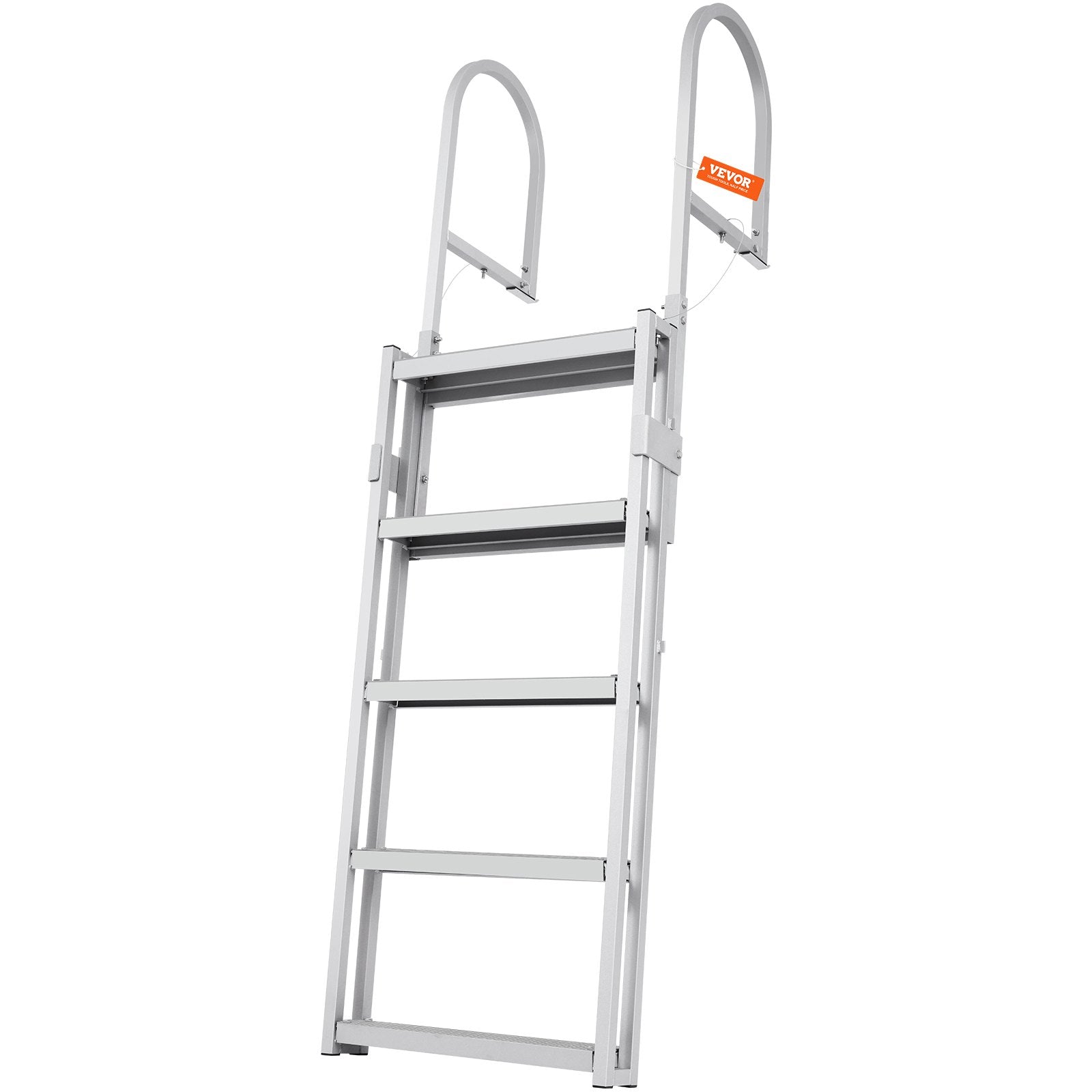 Boating Accessories: VEVOR Dock Ladder, Retractable 5 Steps, 350 lbs Load Capacity, Aluminum Alloy Pontoon Boat Ladder with 66.9''-78.9'' Adjustable Height, 4'' Wide Step & Mat, for Ship/Lake/Pool/Marine Boarding