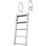 Boating Accessories: VEVOR Dock Ladder, Retractable 5 Steps, 350 lbs Load Capacity, Aluminum Alloy Pontoon Boat Ladder with 66.9''-78.9'' Adjustable Height, 4'' Wide Step & Mat, for Ship/Lake/Pool/Marine Boarding