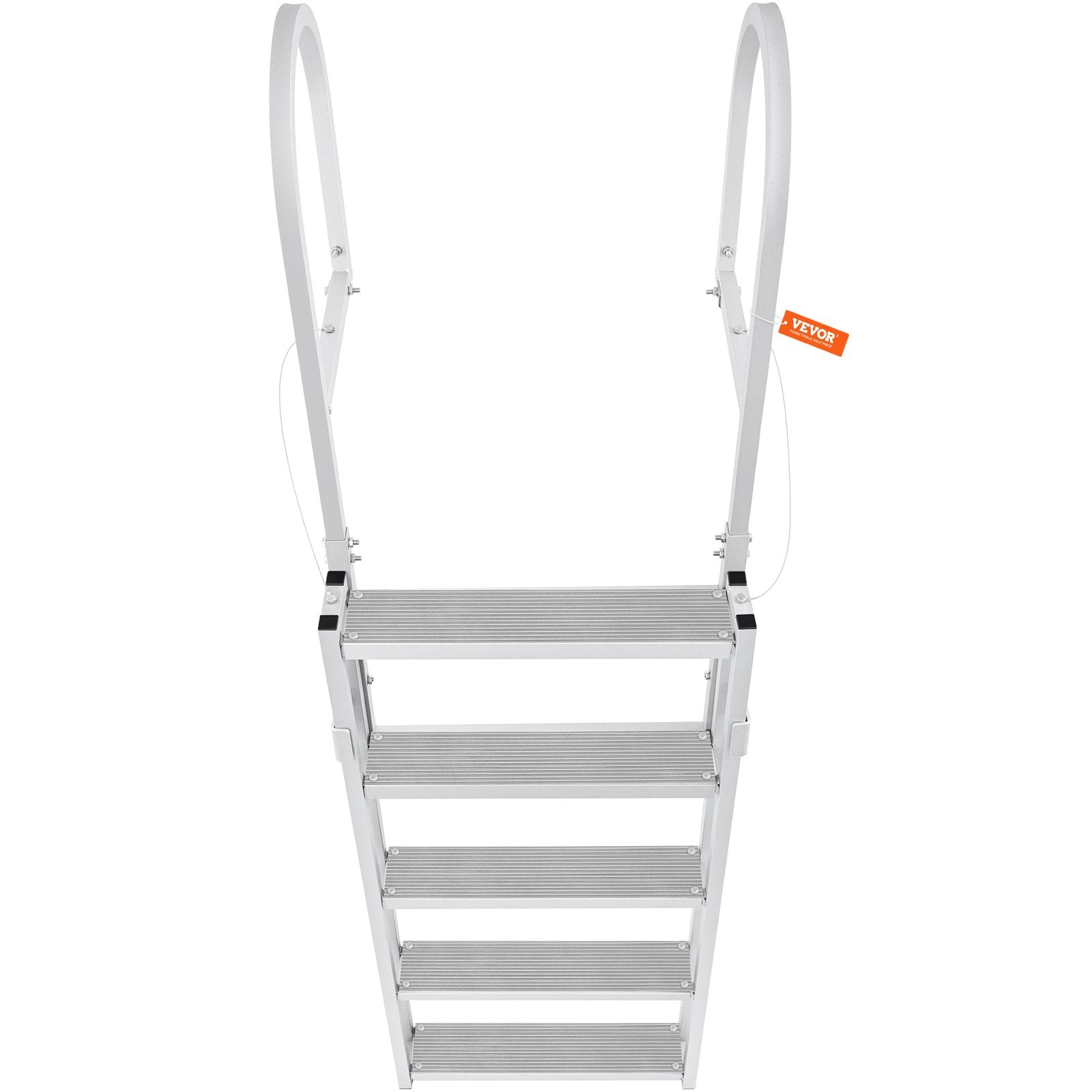 Boating Accessories: VEVOR Dock Ladder, Retractable 5 Steps, 350 lbs Load Capacity, Aluminum Alloy Pontoon Boat Ladder with 66.9''-78.9'' Adjustable Height, 4'' Wide Step & Mat, for Ship/Lake/Pool/Marine Boarding