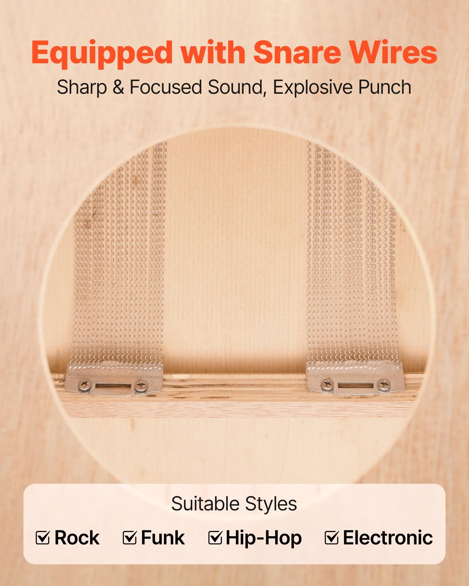 Drums: VEVOR Cajon Box Drum, with Internal Snare Wires, Lightweight Wooden Percussion Box, Portable Birch Wood Drum Musical Instrument with Silicone Feet, for Beginners and Professionals, 305 x 305 x 430 mm