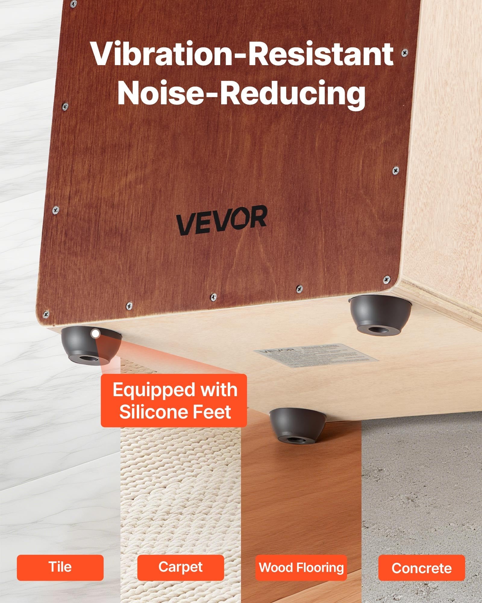 Drums: VEVOR Cajon Box Drum, with Internal Snare Wires, Lightweight Wooden Percussion Box, Portable Birch Wood Drum Musical Instrument with Silicone Feet, for Beginners and Professionals, 305 x 305 x 430 mm