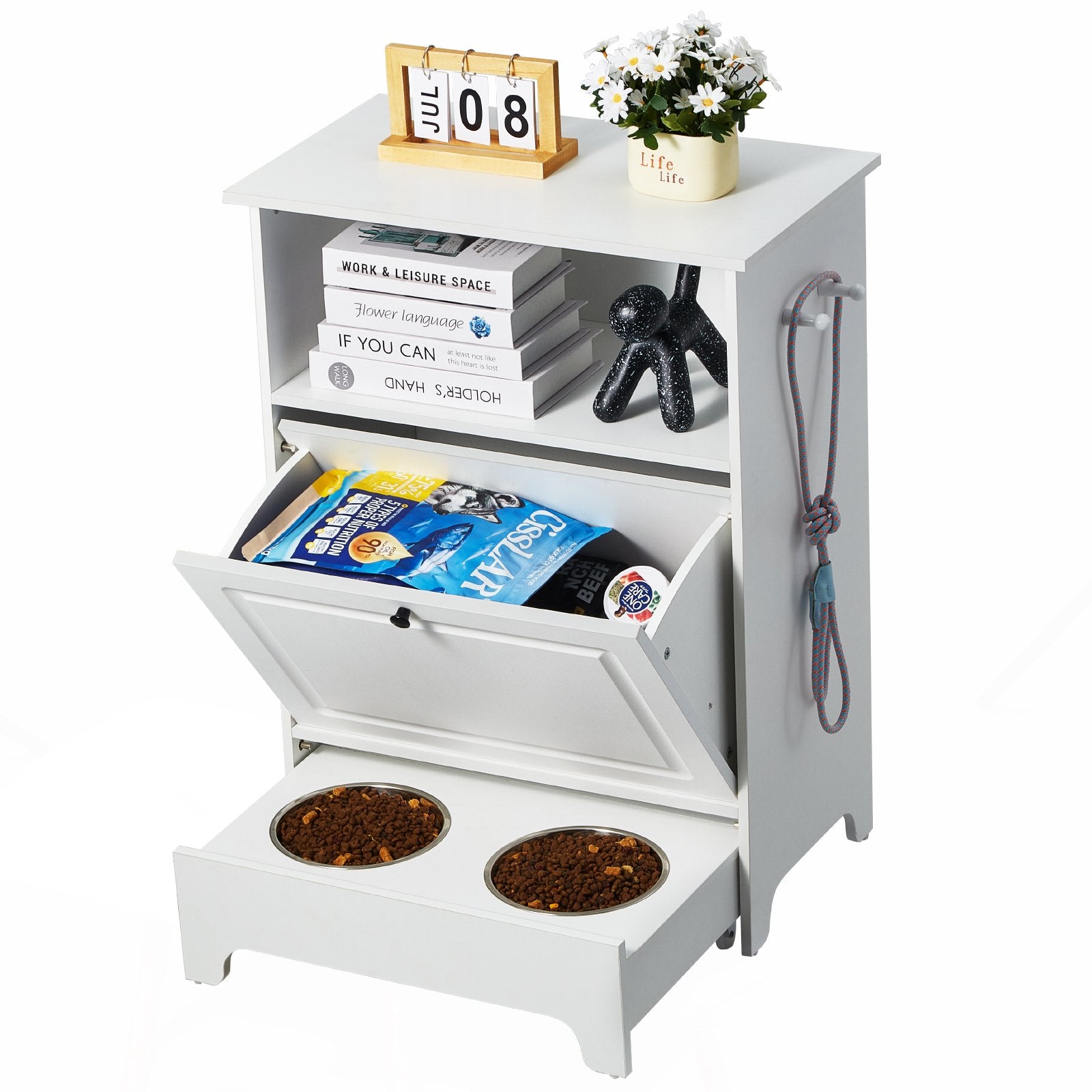 Dog Bowls, Feeders & Waterers: VEVOR Pet Feeding Station w/ 2 Elevated Dog Bowls Dog Food & Toy Storage Cabinet