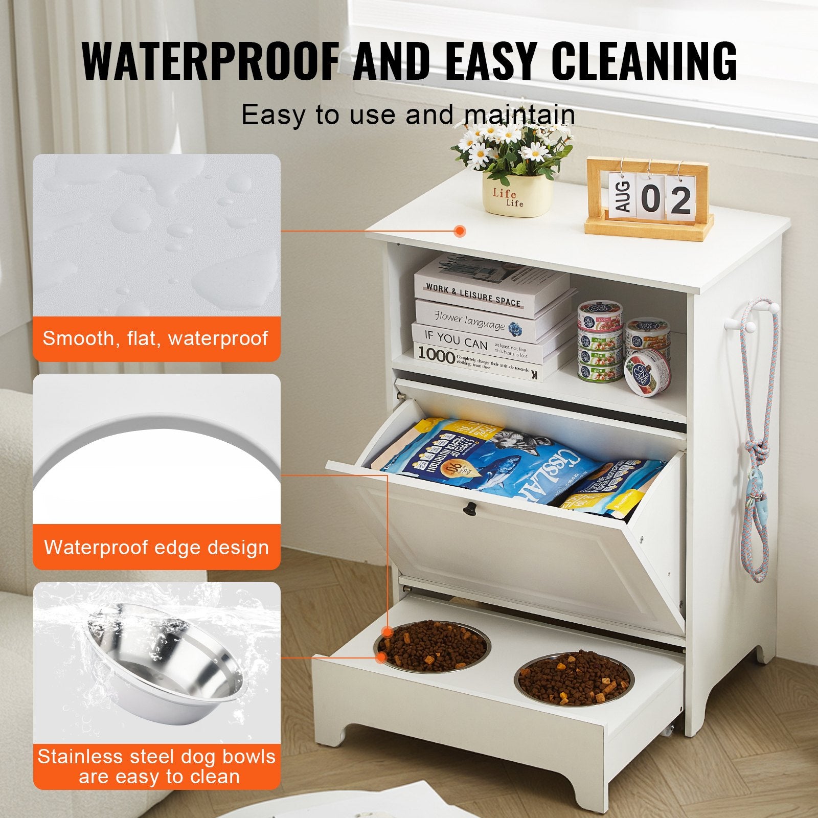 Dog Bowls, Feeders & Waterers: VEVOR Pet Feeding Station w/ 2 Elevated Dog Bowls Dog Food & Toy Storage Cabinet
